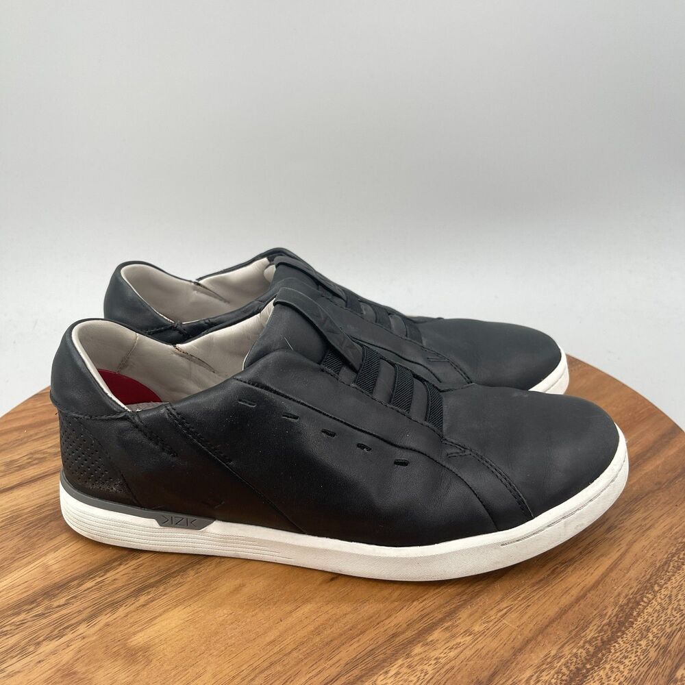 Kizik Vegas Shoes Mens Size 10 M Slip on Black Leather Handsfree Walking Sneaker